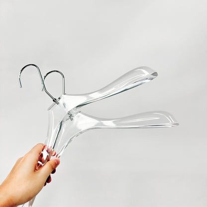 Kochwert Clear Acrylic Hanger with Long Hook – Durable for Heavy Winter Coats and Pants-10