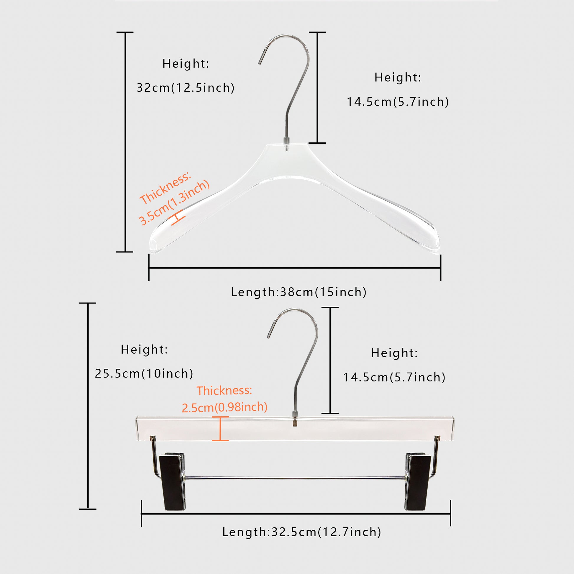 Kochwert Clear Acrylic Hanger with Long Hook – Durable for Heavy Winter Coats and Pants-2