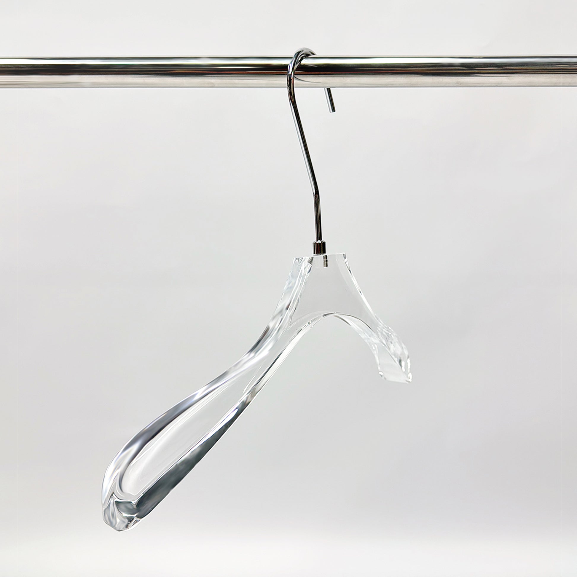 Kochwert Clear Acrylic Hanger with Long Hook – Durable for Heavy Winter Coats and Pants-5