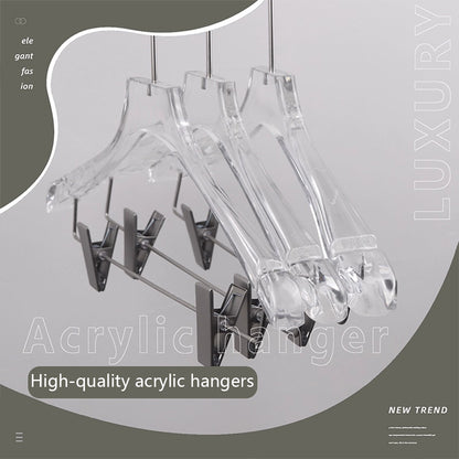 Kochwert Clear Acrylic Men's Hanger with Clips - for Displaying Suit and Pants in Stores-4