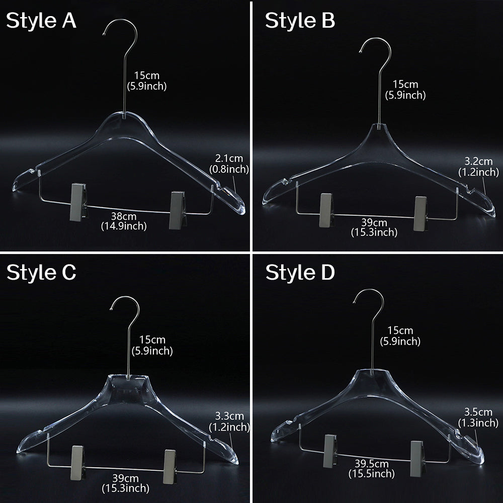 Kochwert Clear Acrylic Men's Hanger with Clips - for Displaying Suit and Pants in Stores-2