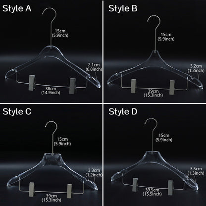 Kochwert Clear Acrylic Men's Hanger with Clips - for Displaying Suit and Pants in Stores-2
