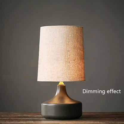 Kochwert Creative Ceramic Bedside Table Lamp – Modern Linen Shade for Warm Bedroom Lighting