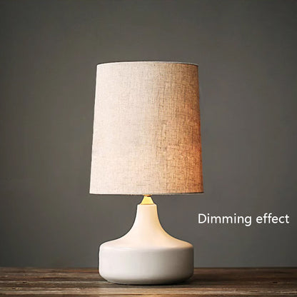 Kochwert Creative Ceramic Bedside Table Lamp – Modern Linen Shade for Warm Bedroom Lighting