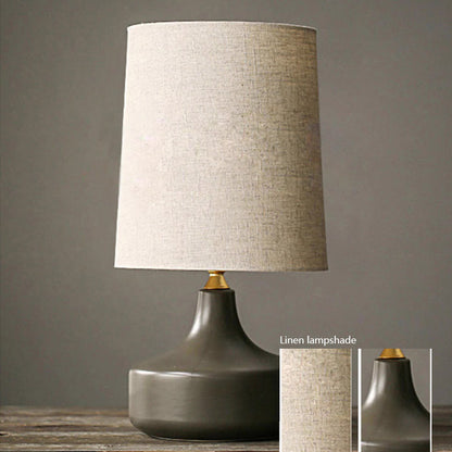 Kochwert Creative Ceramic Bedside Table Lamp – Modern Linen Shade for Warm Bedroom Lighting