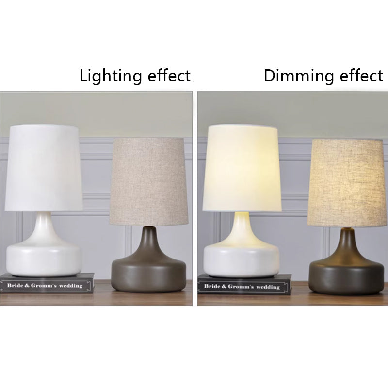 Kochwert Creative Ceramic Bedside Table Lamp – Modern Linen Shade for Warm Bedroom Lighting