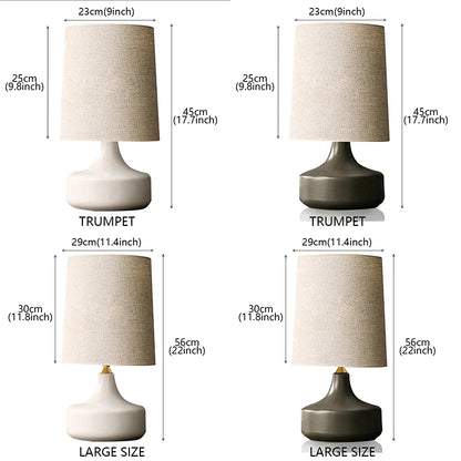 Kochwert Creative Ceramic Bedside Table Lamp – Modern Linen Shade for Warm Bedroom Lighting