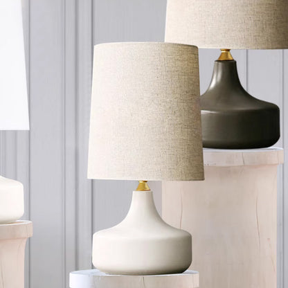 Kochwert Creative Ceramic Bedside Table Lamp – Modern Linen Shade for Warm Bedroom Lighting