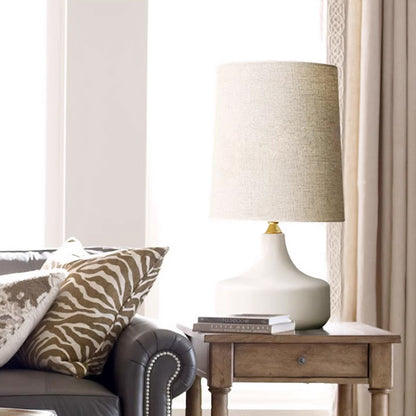 Kochwert Creative Ceramic Bedside Table Lamp – Modern Linen Shade for Warm Bedroom Lighting