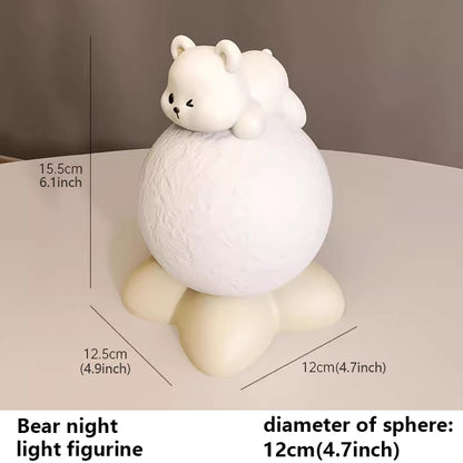 Kochwert Cute Bear & Bunny Kids Bedside Lamp – Warm Night Light for Bedroom & Living Room