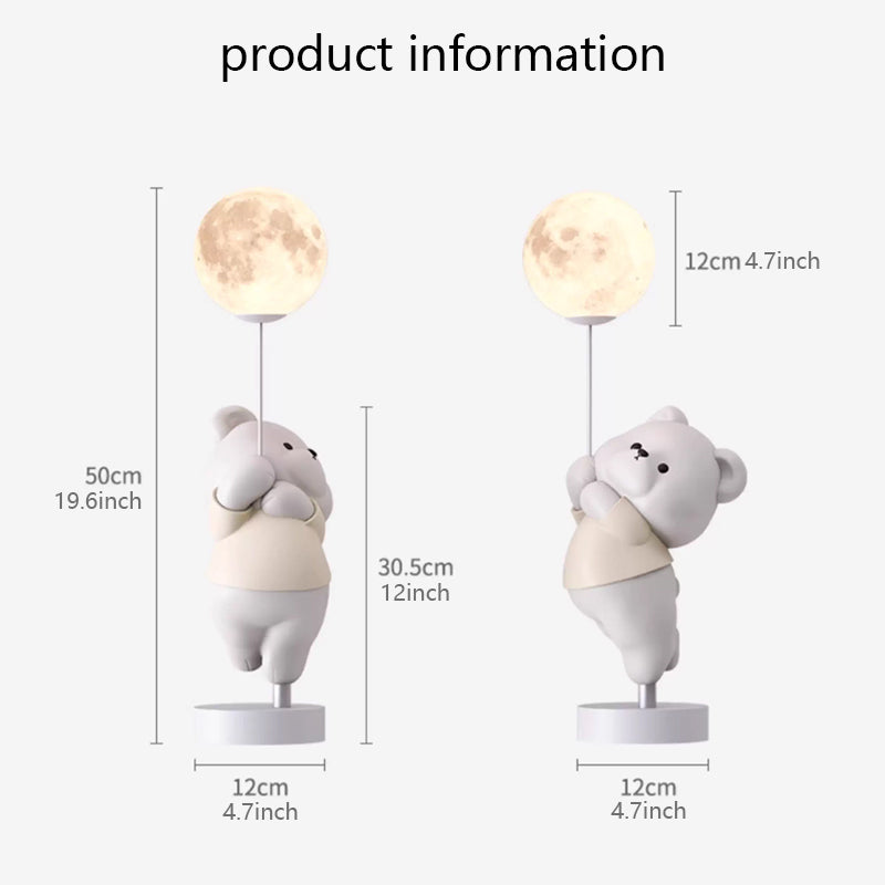 Kochwert Cute Bear & Bunny Kids Bedside Lamp – Warm Night Light for Bedroom & Living Room