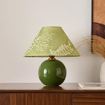 Kochwert Green Ceramic Table Lamp – Crackle Glaze Bedside Lamp for Home Lighting Decor