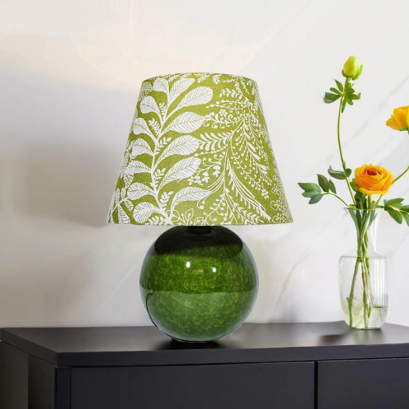 Kochwert Green Ceramic Table Lamp – Crackle Glaze Bedside Lamp for Home Lighting Decor