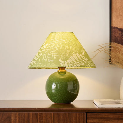 Kochwert Green Ceramic Table Lamp – Crackle Glaze Bedside Lamp for Home Lighting Decor