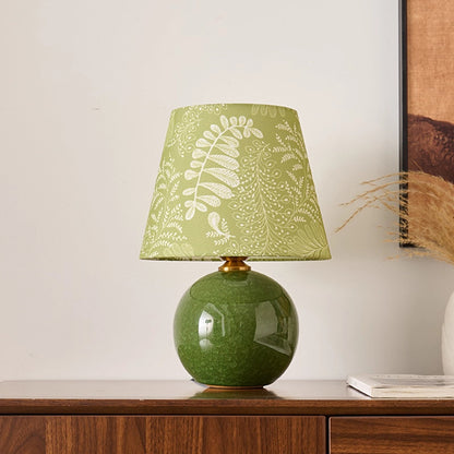 Kochwert Green Ceramic Table Lamp – Crackle Glaze Bedside Lamp for Home Lighting Decor