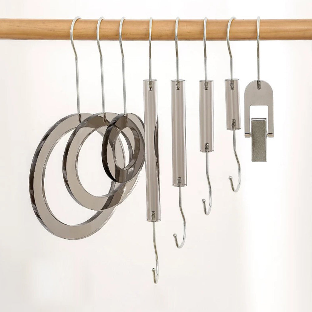 Kochwert Grey Acrylic Coat Hook – S/Ring/Clip Style for Home, Closet & Accessory Display-6