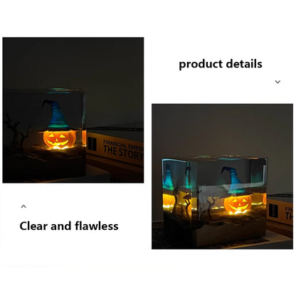 Kochwert Halloween Resin Night Light – Handmade Pumpkin Lamp for Home Decor and Gifts