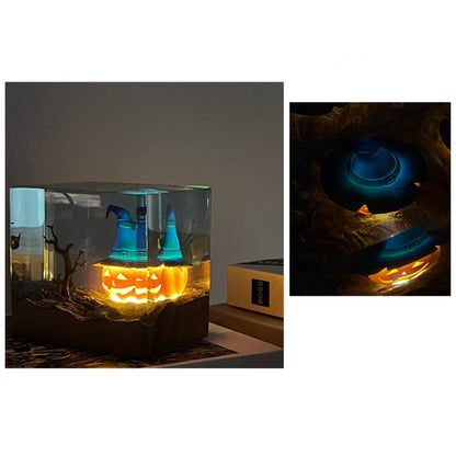 Kochwert Halloween Resin Night Light – Handmade Pumpkin Lamp for Home Decor and Gifts