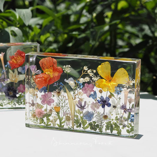 Kochwert Handmade Resin Night Light – Rectangular Dried Flower Decorative Lamp for Home