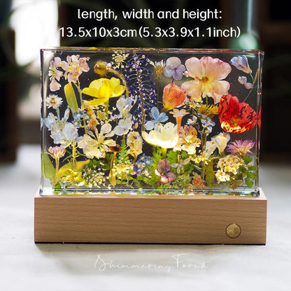 Kochwert Handmade Resin Night Light – Rectangular Dried Flower Decorative Lamp for Home