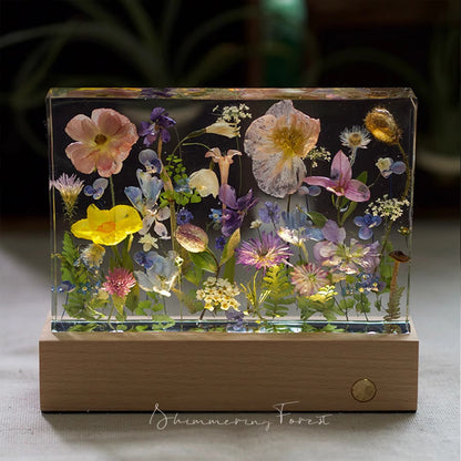 Kochwert Handmade Resin Night Light – Rectangular Dried Flower Decorative Lamp for Home