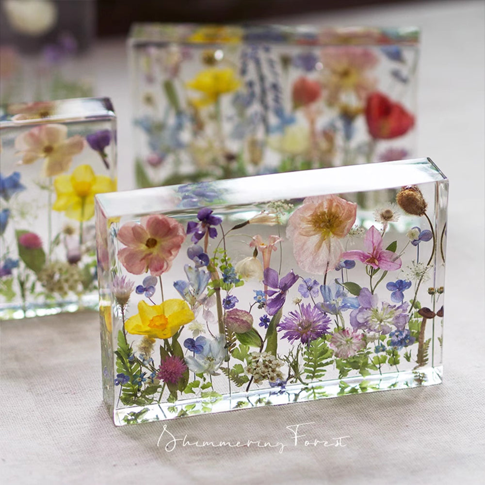 Kochwert Handmade Resin Night Light – Rectangular Dried Flower Decorative Lamp for Home