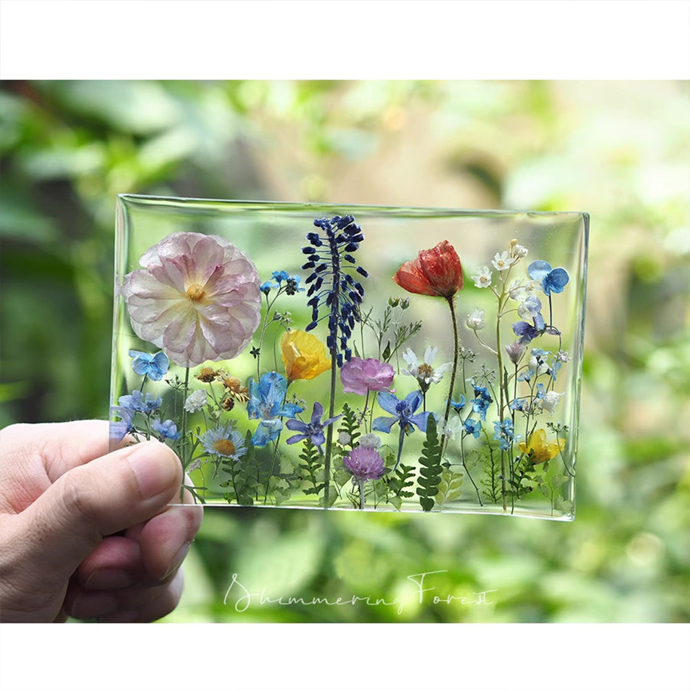 Kochwert Handmade Resin Night Light – Rectangular Dried Flower Decorative Lamp for Home