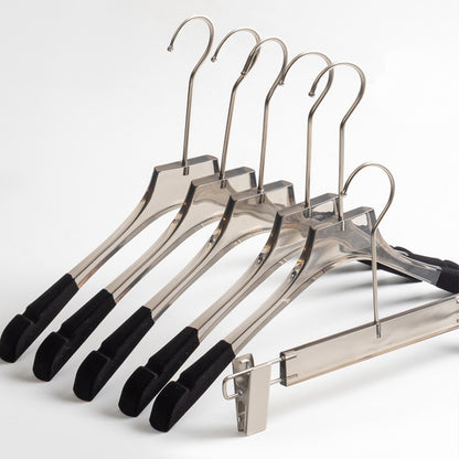 Kochwert Luxury Grey Clear Acrylic Hanger with Long Hook, Velvet Edge – For Suits &amp; Dresses-1