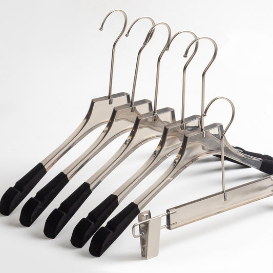Kochwert Luxury Grey Clear Acrylic Hanger with Long Hook, Velvet Edge – For Suits &amp; Dresses-1