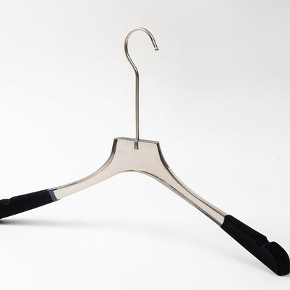 Kochwert Luxury Grey Clear Acrylic Hanger with Long Hook, Velvet Edge – For Suits &amp; Dresses-6