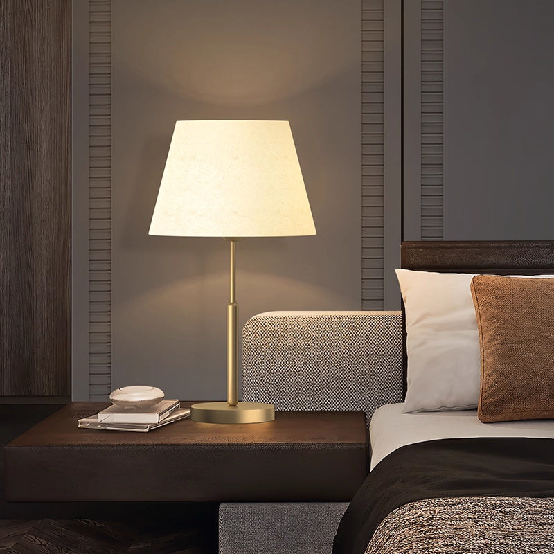 Kochwert Modern Brass Bedside Table Lamp – Fabric Shade for Bedroom & Home Lighting