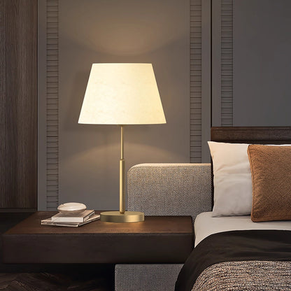 Kochwert Modern Brass Bedside Table Lamp – Fabric Shade for Bedroom & Home Lighting