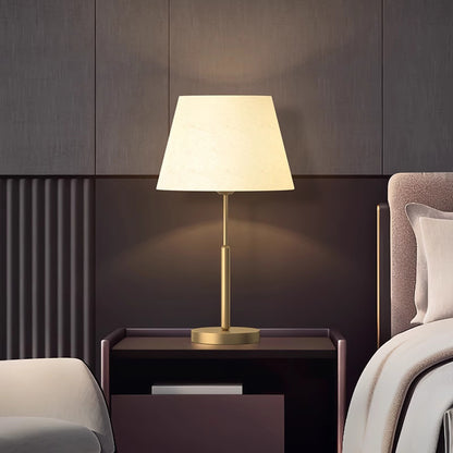 Kochwert Modern Brass Bedside Table Lamp – Fabric Shade for Bedroom & Home Lighting