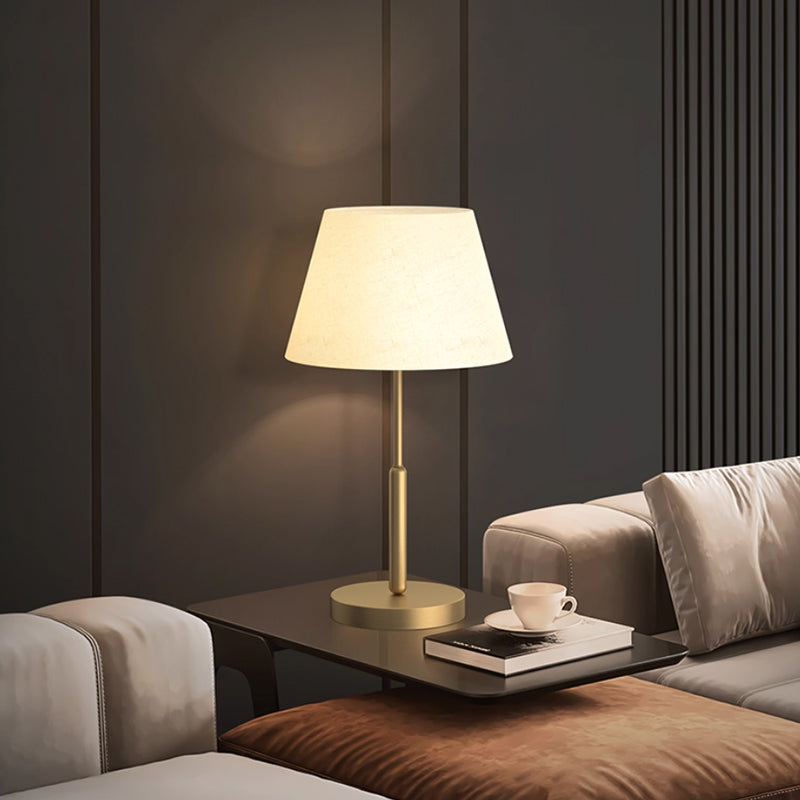 Kochwert Modern Brass Bedside Table Lamp – Fabric Shade for Bedroom & Home Lighting