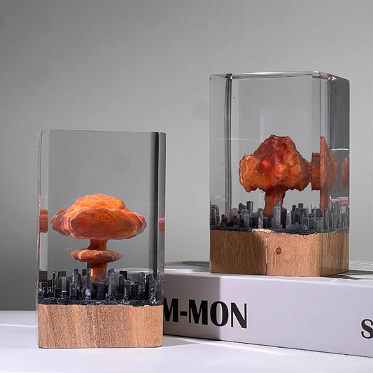 Kochwert Mushroom Cloud Resin Night Light – Urban Atomic Bomb Explosion Decor and Gift