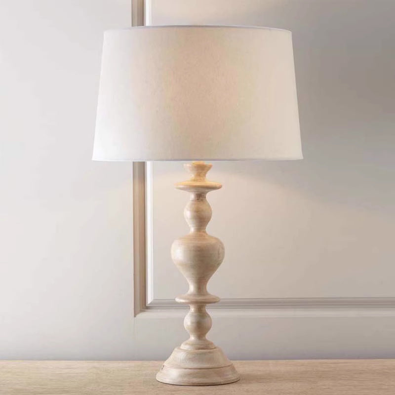 Kochwert Nordic Vintage Bedside Table Lamp – Warm Linen Shade Lamp for Cozy Bedroom Lighting