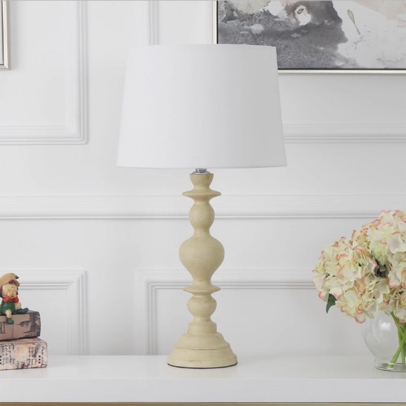 Kochwert Nordic Vintage Bedside Table Lamp – Warm Linen Shade Lamp for Cozy Bedroom Lighting