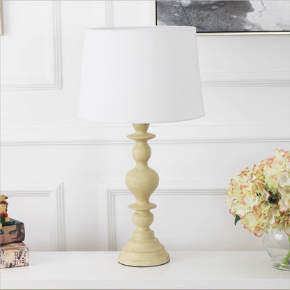 Kochwert Nordic Vintage Bedside Table Lamp – Warm Linen Shade Lamp for Cozy Bedroom Lighting