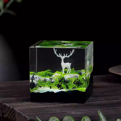 Kochwert Preserved Flower Fawn Resin Statue – Home, Living Room, Study, and Office Decor