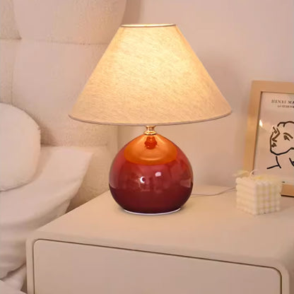 Kochwert Red Ceramic Bedside Table Lamp - Cute Chestnut Shape Bedroom Light