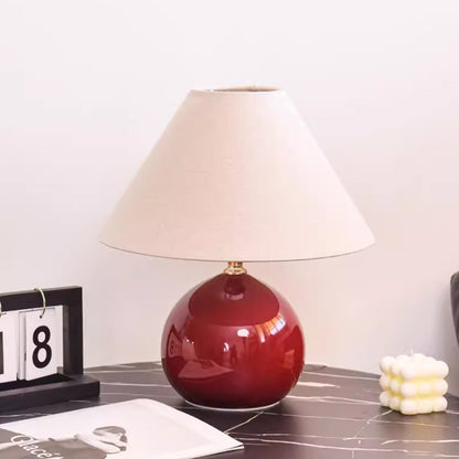 Kochwert Red Ceramic Bedside Table Lamp - Cute Chestnut Shape Bedroom Light