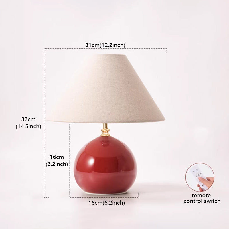 Kochwert Red Ceramic Bedside Table Lamp - Cute Chestnut Shape Bedroom Light