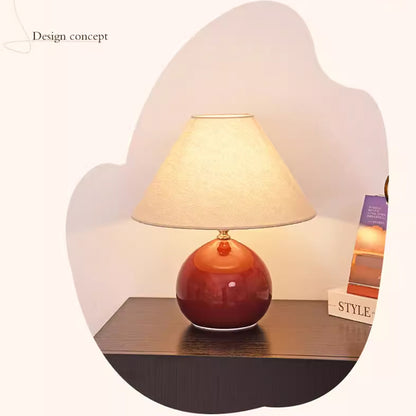 Kochwert Red Ceramic Bedside Table Lamp - Cute Chestnut Shape Bedroom Light