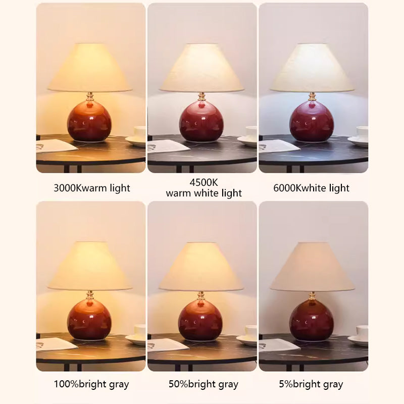 Kochwert Red Ceramic Bedside Table Lamp - Cute Chestnut Shape Bedroom Light