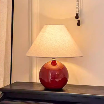 Kochwert Red Ceramic Bedside Table Lamp - Cute Chestnut Shape Bedroom Light