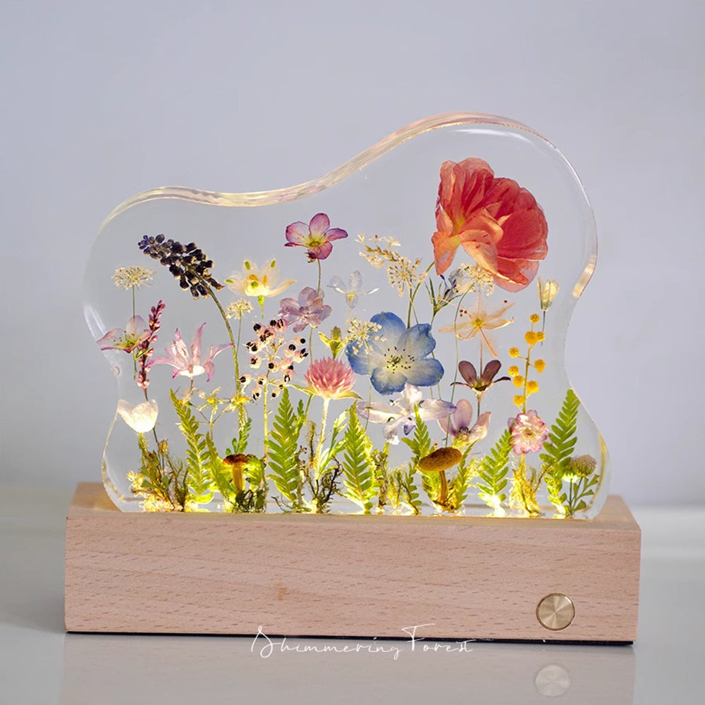 Kochwert Resin Night Light – Handmade Creative Dried Flower and Plant Decorative Lamp