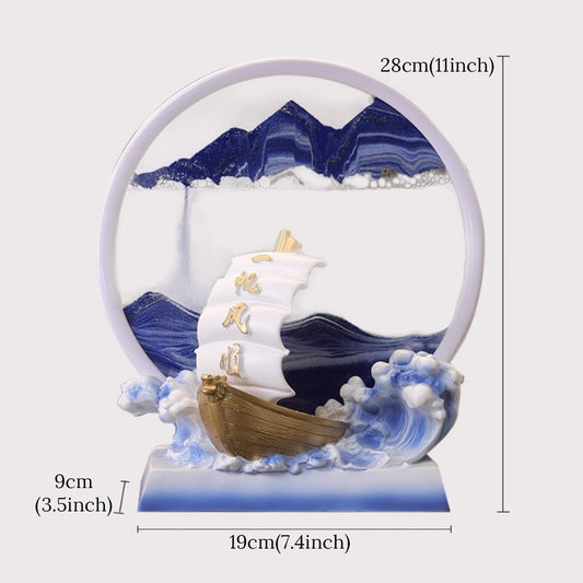 Kochwert Resin Sand Art Decor-3D Round Sailing Home Decor Meaningful Blessing Gift