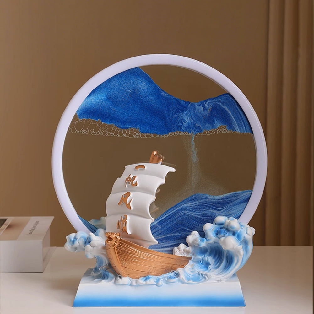 Kochwert Resin Sand Art Decor-3D Round Sailing Home Decor Meaningful Blessing Gift