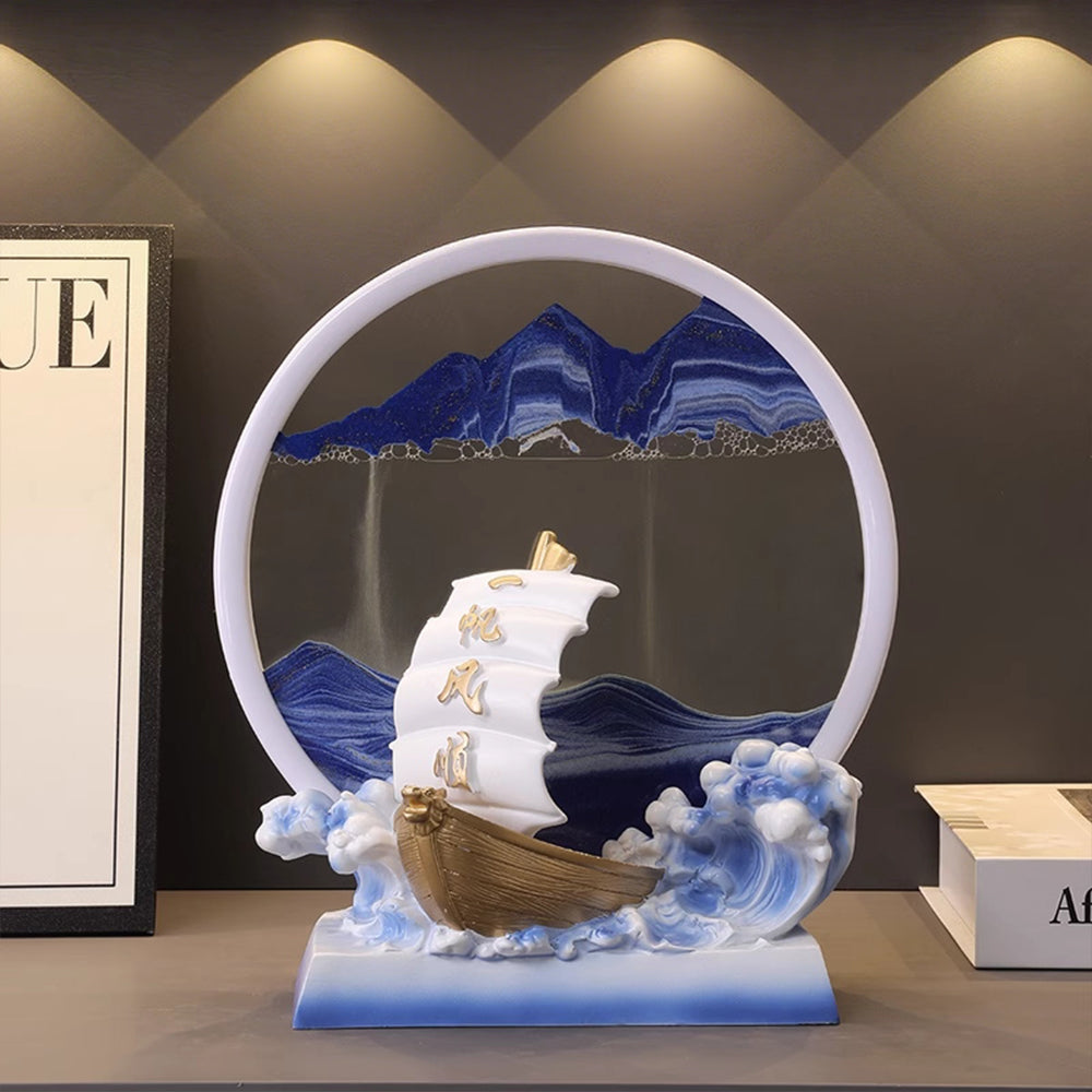 Kochwert Resin Sand Art Decor-3D Round Sailing Home Decor Meaningful Blessing Gift