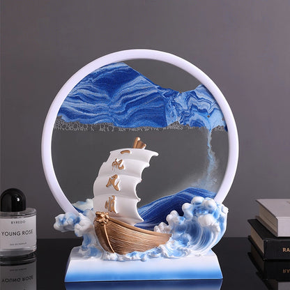 Kochwert Resin Sand Art Decor-3D Round Sailing Home Decor Meaningful Blessing Gift